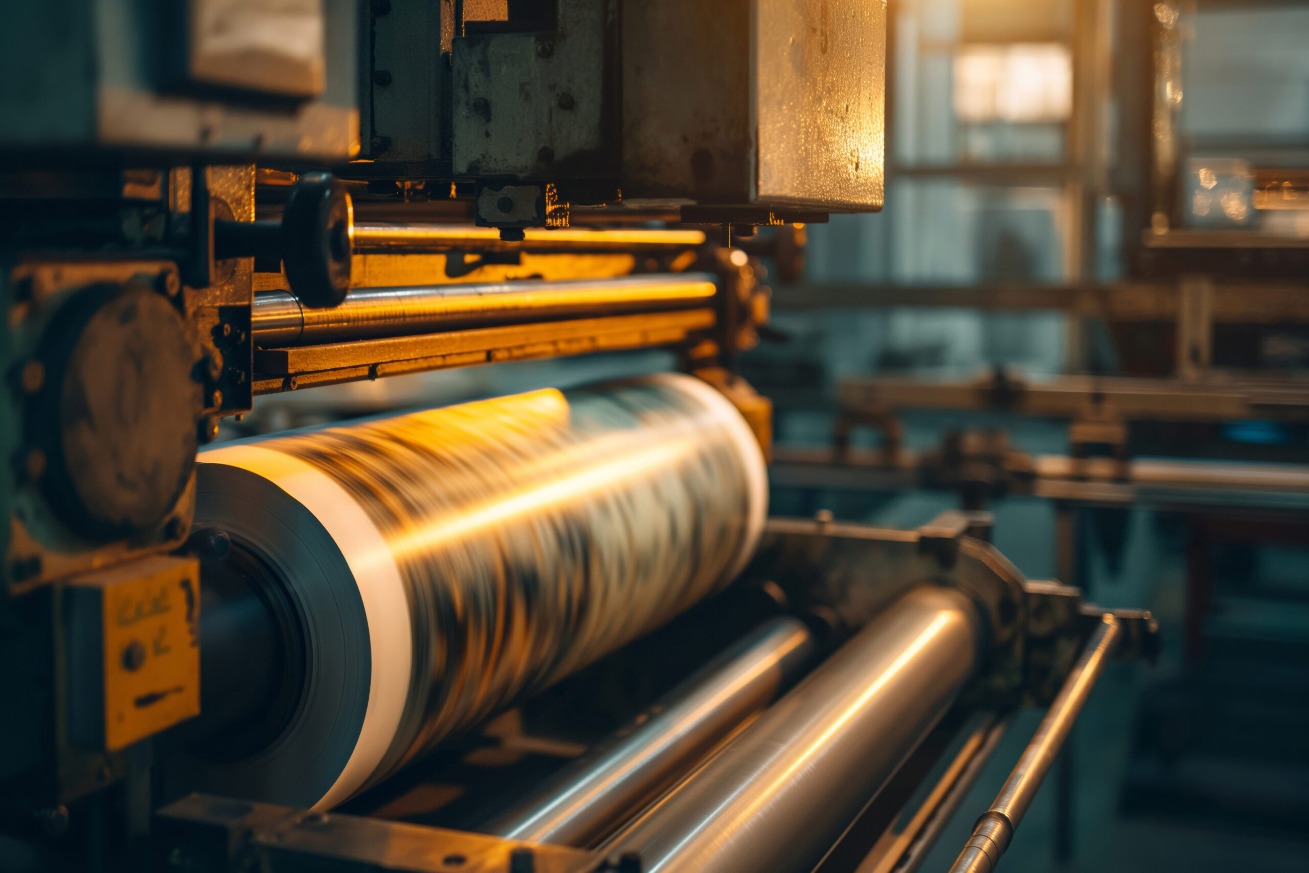 Newspaper Printed In Factory Using Metal Machine Tool