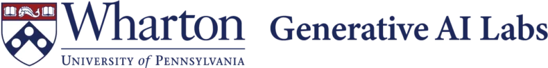 Logo for Wharton Generative AI Labs at the University of Pennsylvania, featuring the university's crest and text.