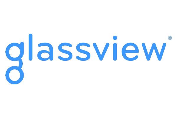 Glassview Logo The image features a logo with the text "glassview" written in lowercase blue letters with a stylized "g".
